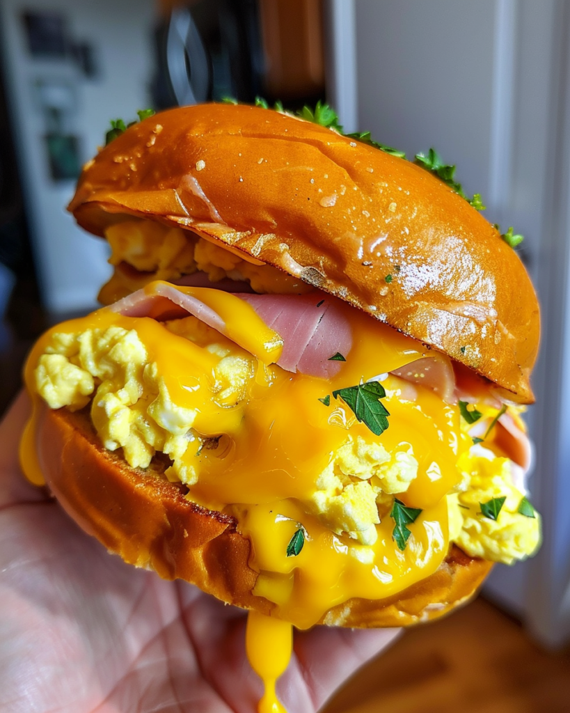 Egg Drop Sandwich with Cheddar and Bacon