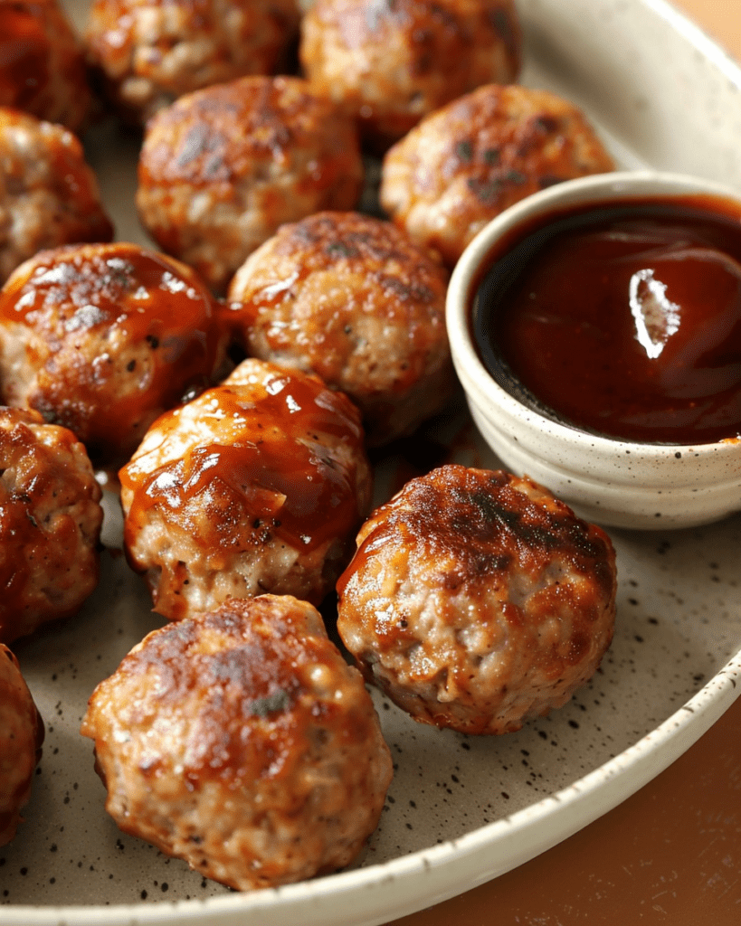 Crispy Air Fryer Meatballs on a Plate