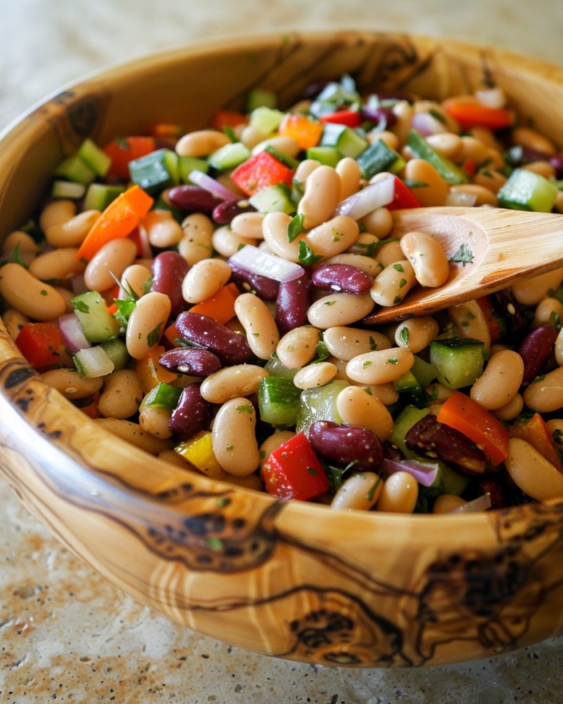 Mixed Bean Salad with Fresh Herbs and Vegetables