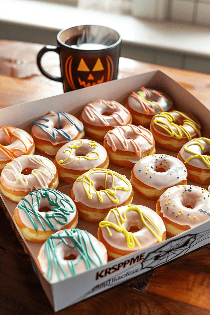 krispy kreme ghostbusters doughnuts​ featuring Slimer and Stay Puft designs