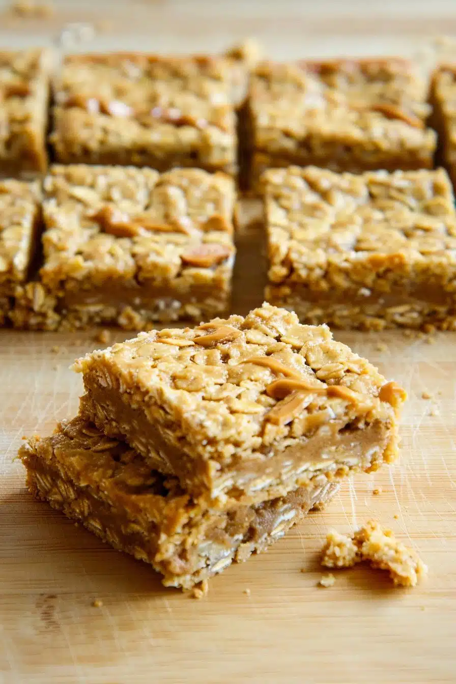 Delicious homemade peanut butter oatmeal bars with a chewy texture and rich peanut flavor