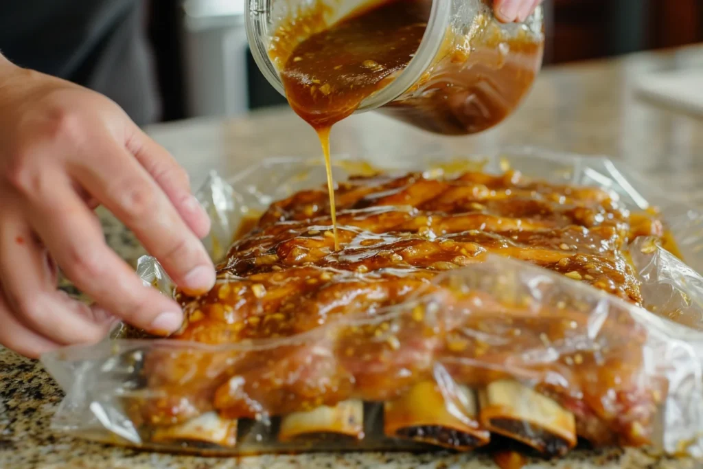 marinating honey garlic ribs