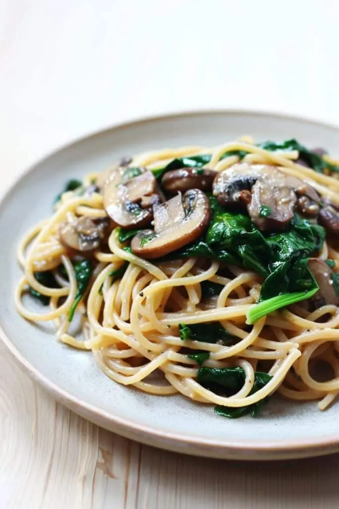 mushroom spinach pasta healthy dinner