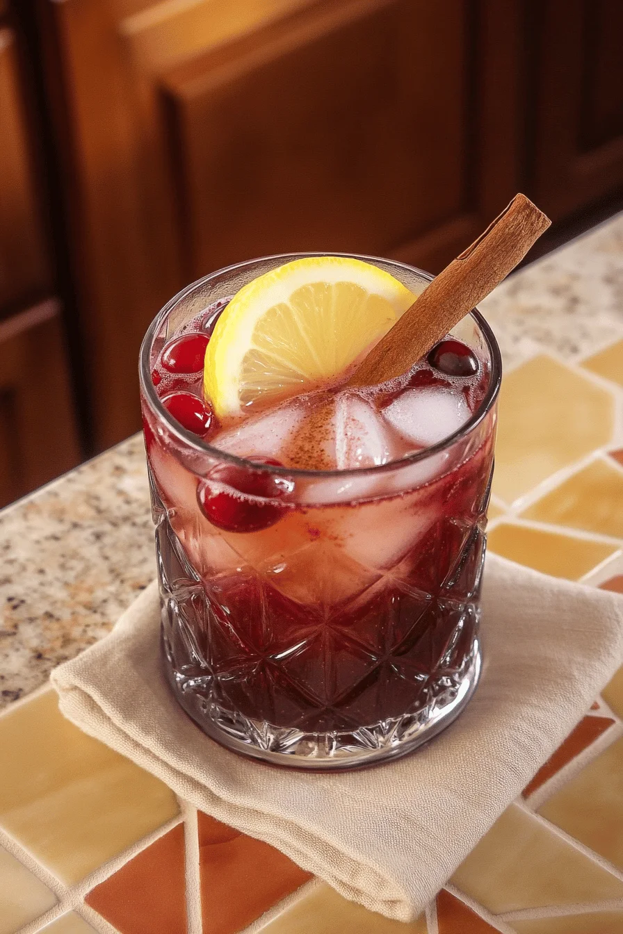 Aerial view of Cranberry Juice and Apple Cider Vinegar drink.