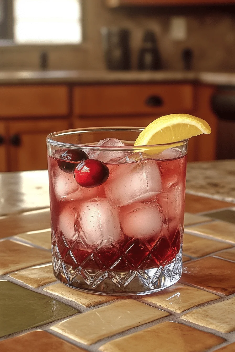 Close-up of a refreshing glass of Cranberry Juice and Apple Cider Vinegar.