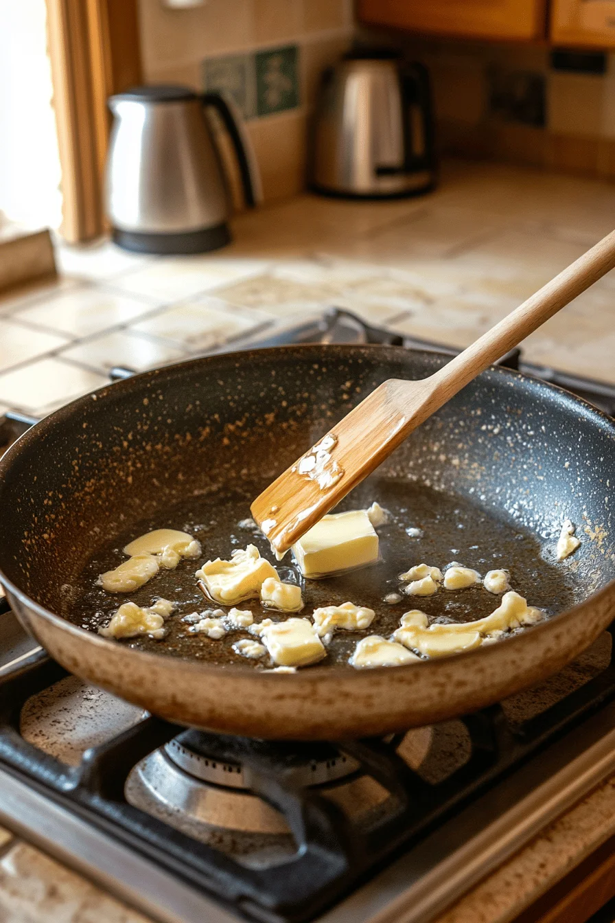 Garlic butter being prepared on the stove.