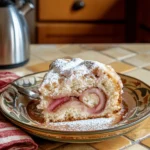 rhubarb cinnamon roll cake slice.png