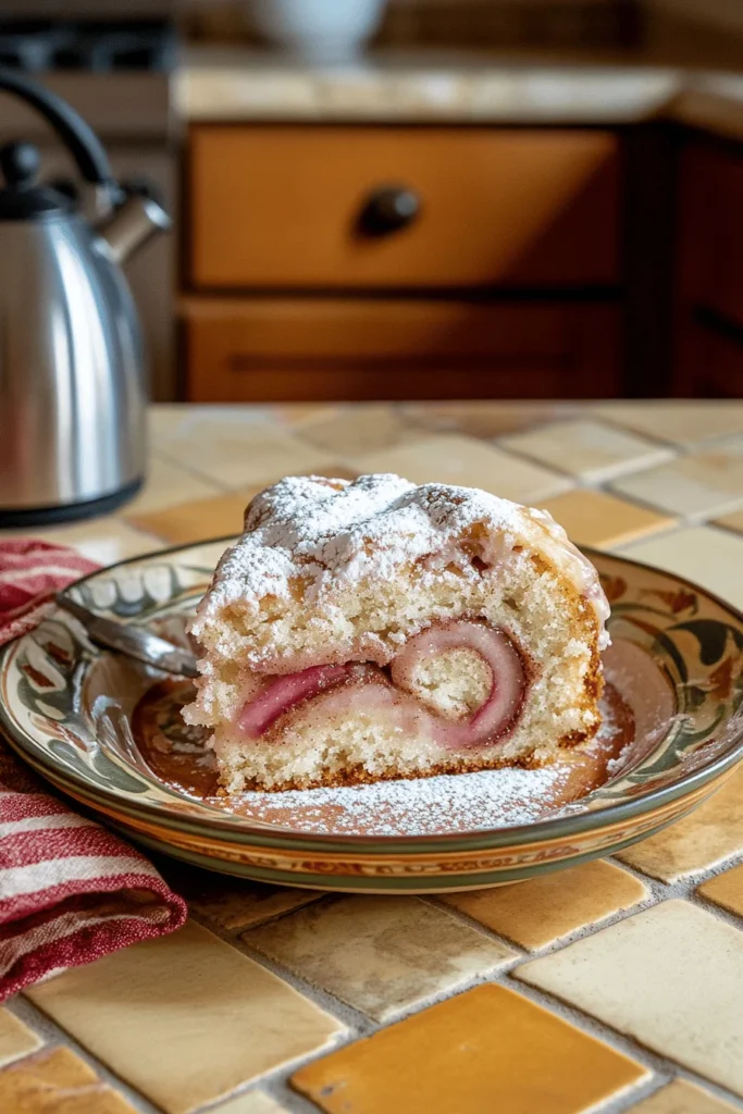 rhubarb cinnamon roll cake slice.png