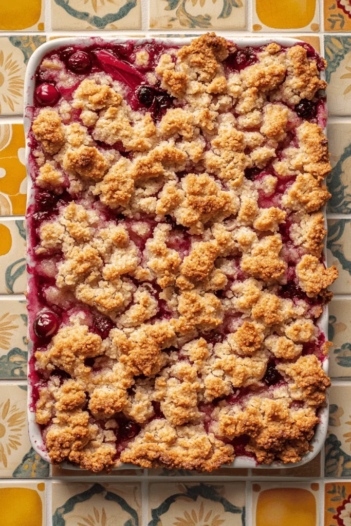 rhubarb cranberry crunch aerial 3